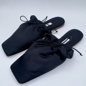 Sleeper Satin Puff Slippers Women's Size 8 EU 39 Black Satin Mules